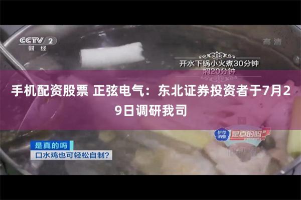 手机配资股票 正弦电气：东北证券投资者于7月29日调研我司