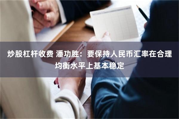 炒股杠杆收费 潘功胜：要保持人民币汇率在合理均衡水平上基本稳定